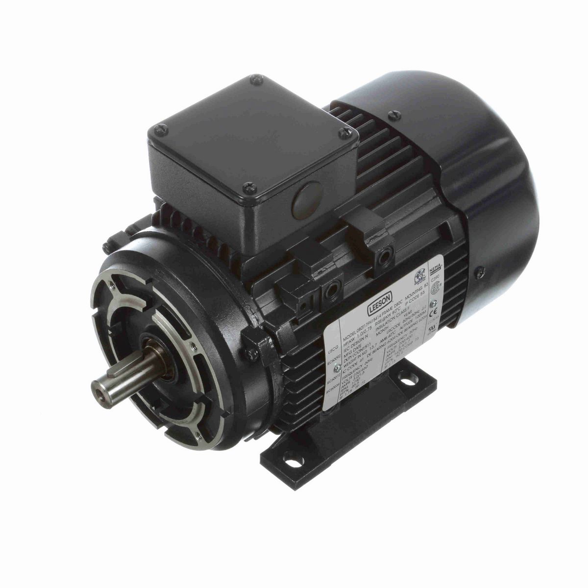 LEESON Aluminium Motor, 1 & 1 HP, 3 Ph, 60 & 50 Hz, 230/460 & 200/400 V, 1800 & 1500 RPM, 80C Frame, TEFC - R373A