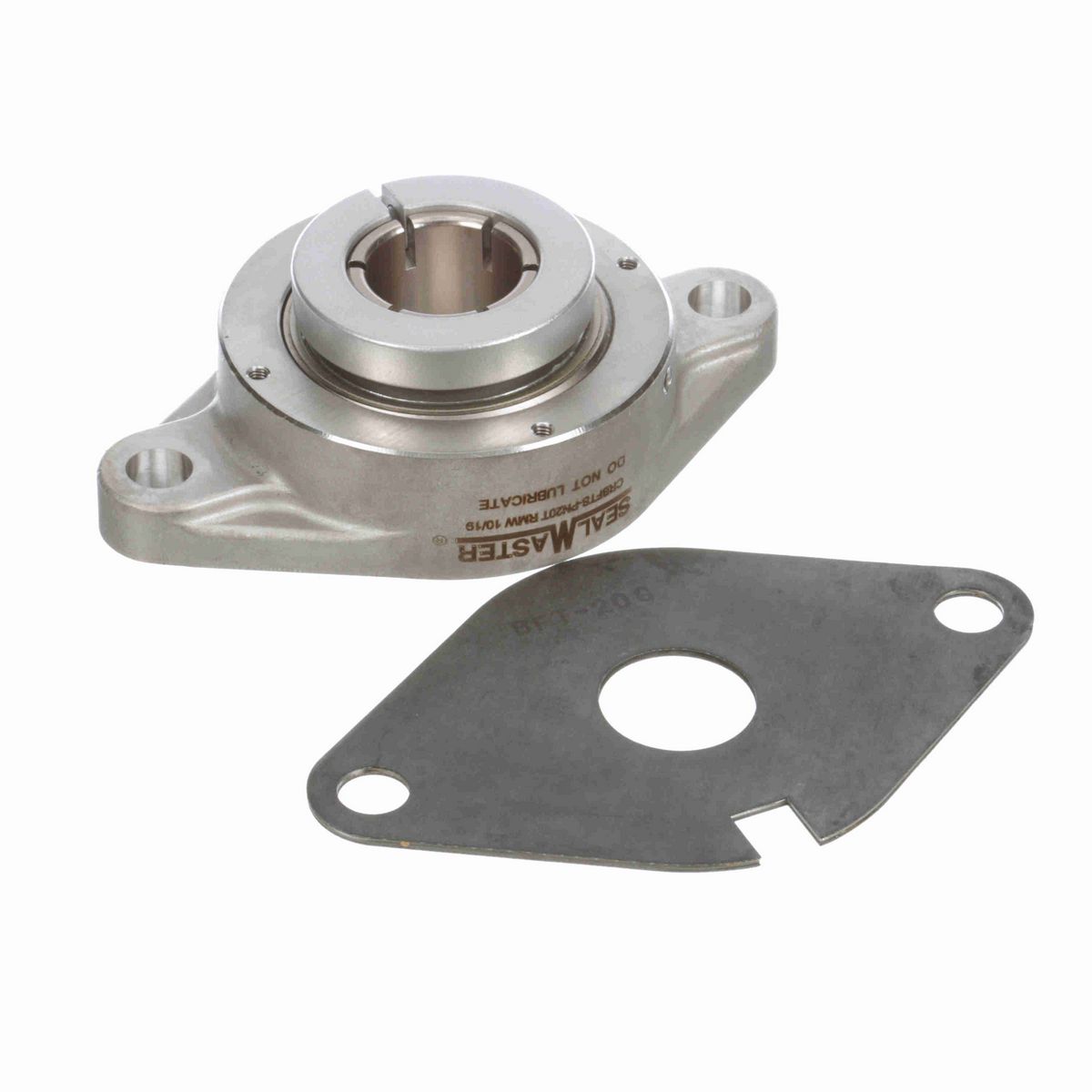 Sealmaster Mounted Stainless Steel Two Bolt Flange Ball Bearing - 52100 Bearing Steel, Phosphorus Nickel Coated - Concentric Lock - Corrosion Resistant - Reduced Maintenance - Lubed for Life - CRBFTS-PN20T RMW