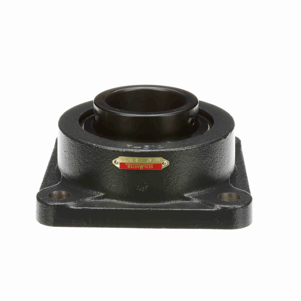 Sealmaster Mounted Cast Iron Four Bolt Flange Ball Bearing - 52100 Bearing Steel, Black Oxided - Setscrew Lock - MSF-47