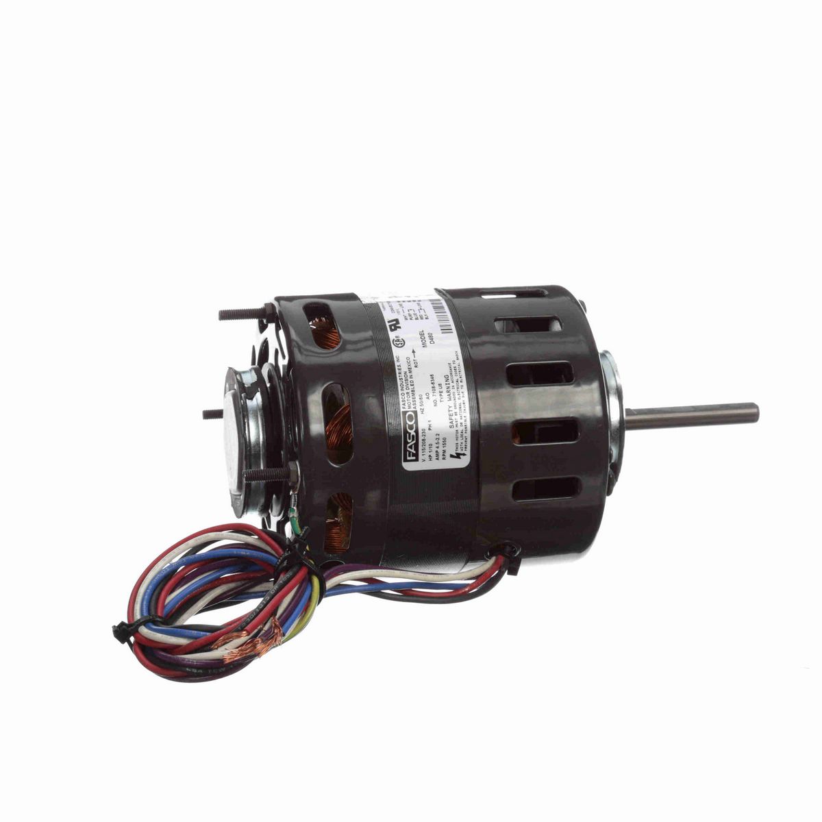 FASCO Refrigeration Motor, 1/10 HP, 1 Ph, 50/60 Hz, 115/208-230 V, 1550 RPM, 1 Speed, 4.4" Diameter, OAO - D480