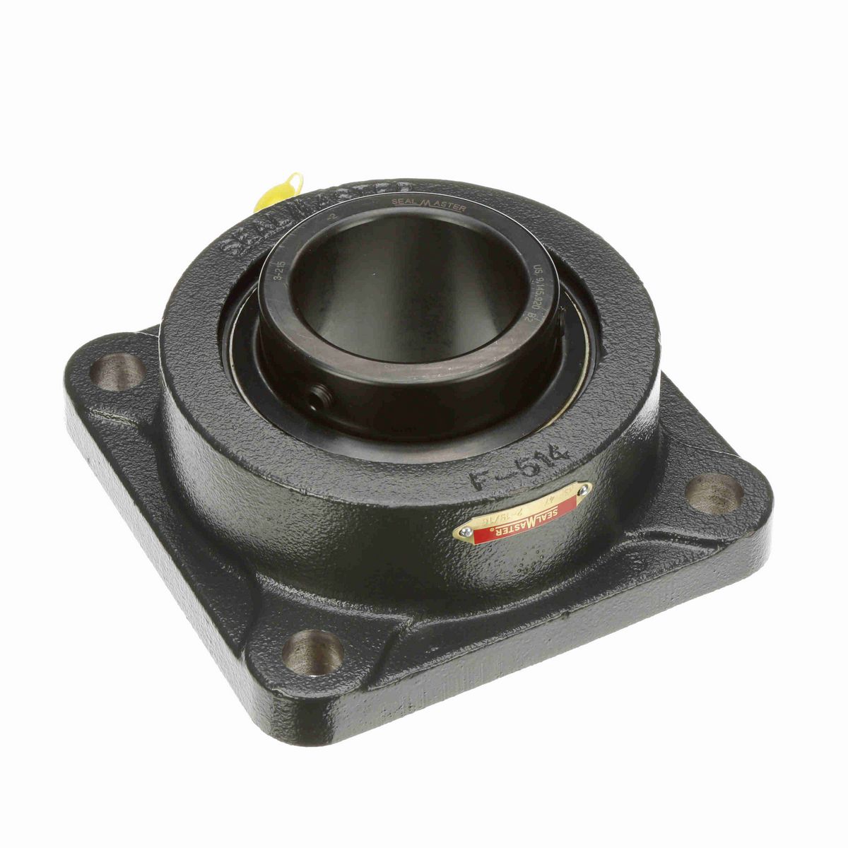 Sealmaster Mounted Cast Iron Four Bolt Flange Ball Bearing - 52100 Bearing Steel, Black Oxided - Setscrew Lock - MSF-47
