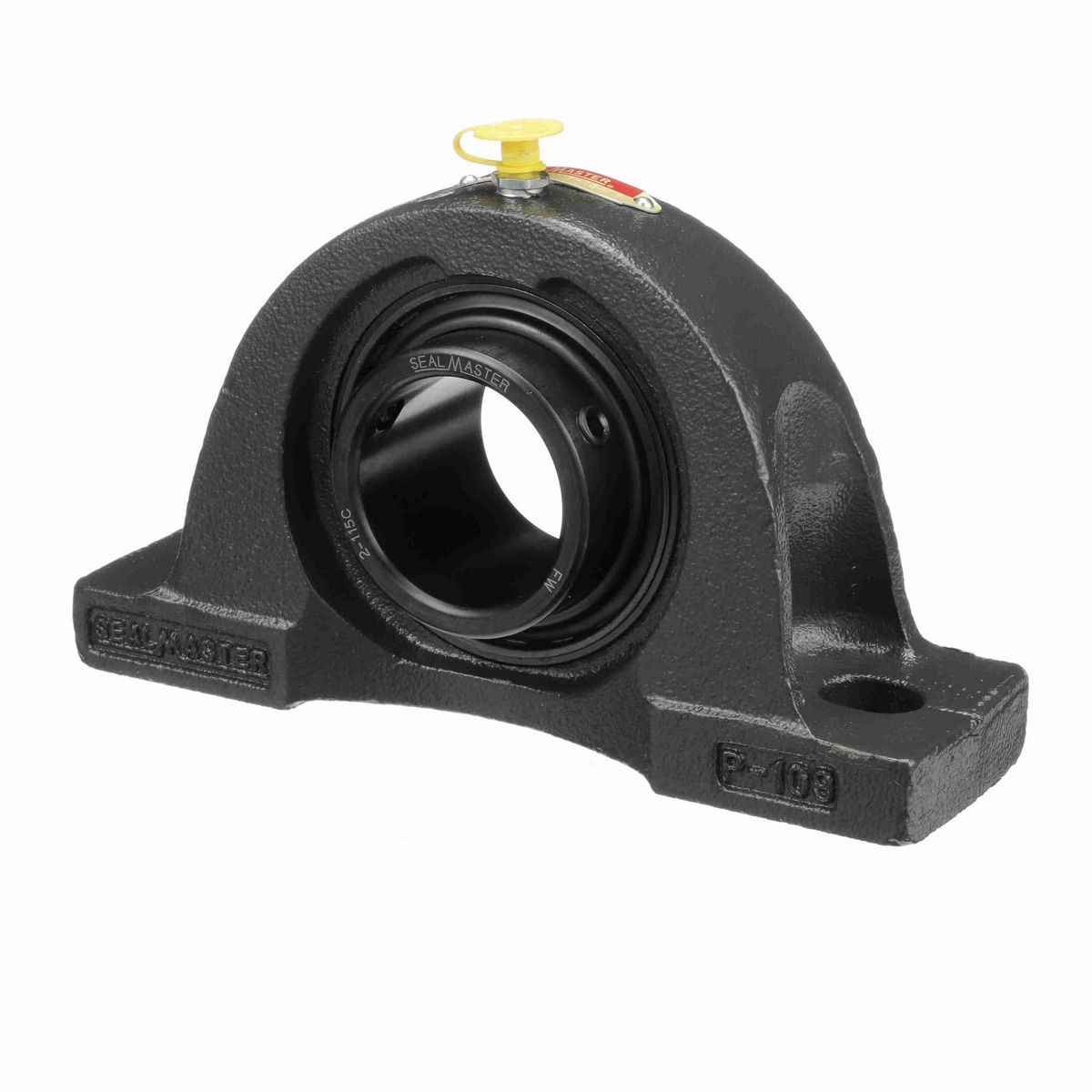 Sealmaster Mounted Cast Iron Two Bolt Pillow Block Ball Bearing - 52100 Bearing Steel, Black Oxided - Setscrew Lock - NP-31C