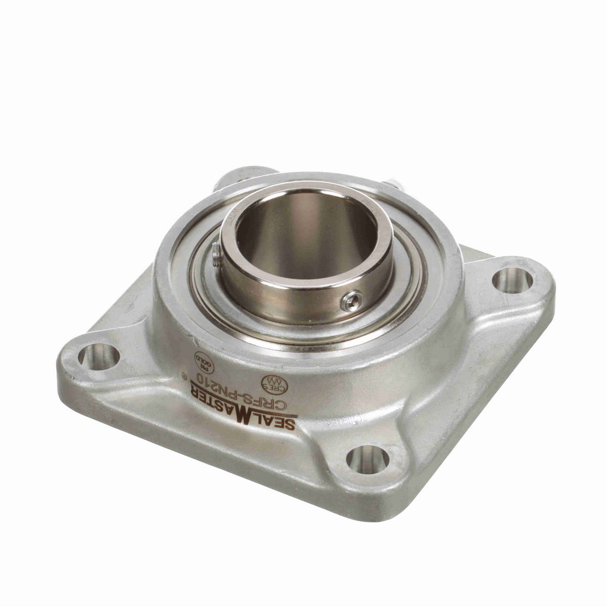 Sealmaster Mounted Stainless Steel Four Bolt Flange Ball Bearing - 52100 Bearing Steel, Phosphorus Nickel Coated - Setscrew Lock - Corrosion Resistant - CRFS-PN210