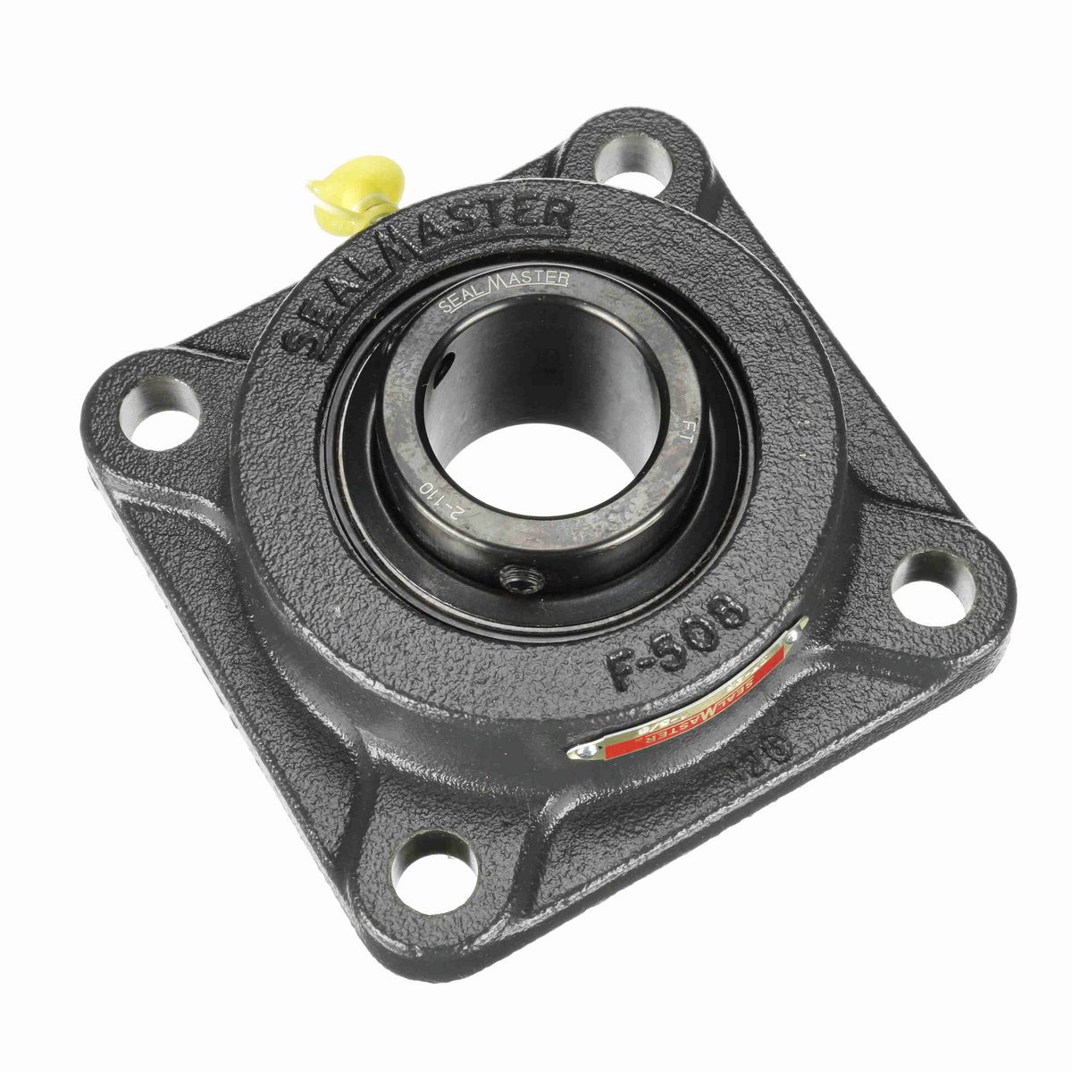 Sealmaster Mounted Cast Iron Four Bolt Flange Ball Bearing - 52100 Bearing Steel, Black Oxided - Setscrew Lock - SF-26
