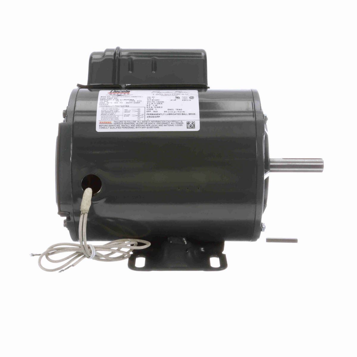 LEESON Agricultural Motor, 1 HP, 1 Ph, 60 Hz, 115/230 V, 3600 RPM, 56 Frame, TEAO - LM24786