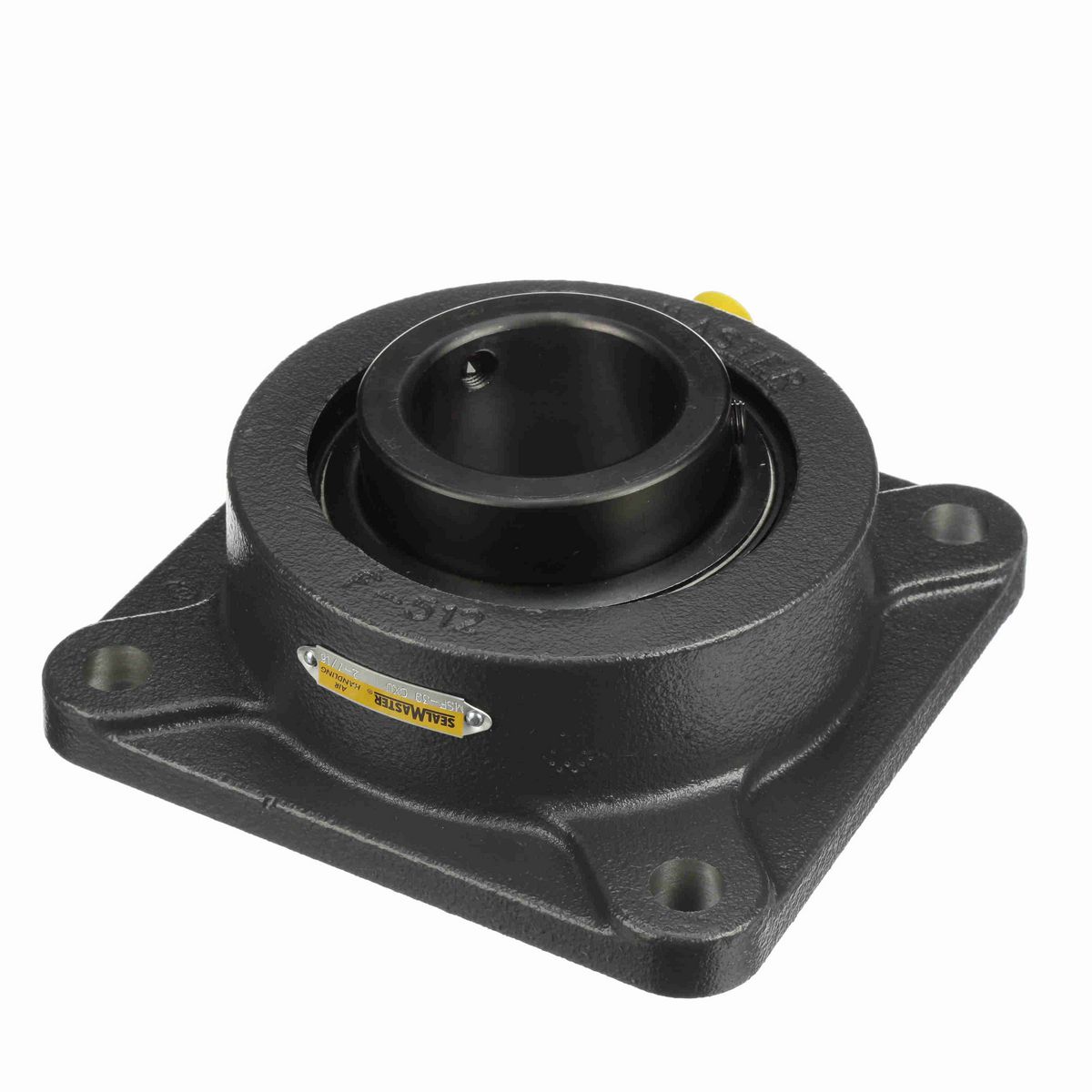 Sealmaster Mounted Cast Iron Four Bolt Flange Ball Bearing - 52100 Bearing Steel, Black Oxided - Setscrew Lock - Air Handling Housing Fit, Noise Tested - MSF-39 CXU