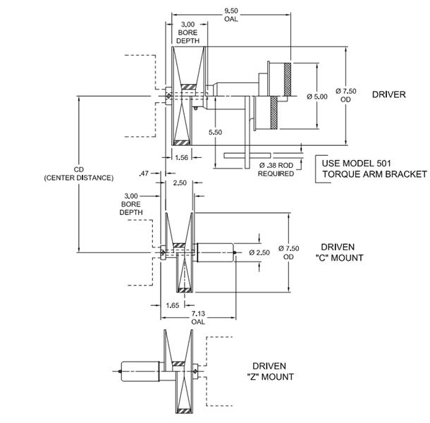 Model 3030D Spring-Loaded Driven Pulleys ("Z" Mount) - Imperial Timken 68514420387