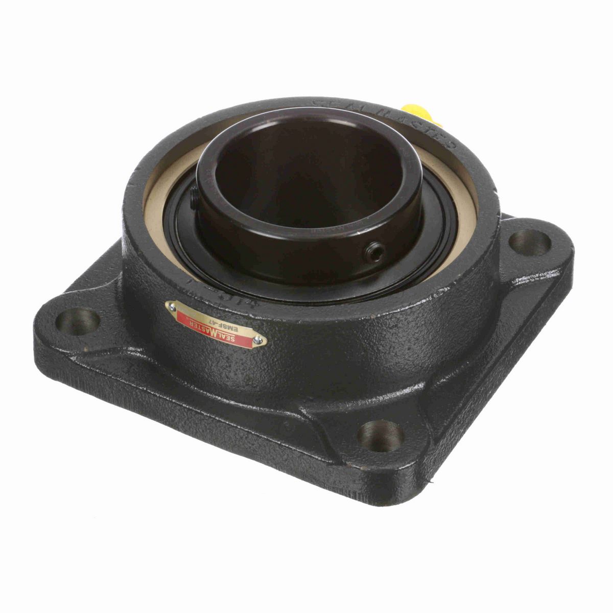 Sealmaster Mounted Cast Iron Four Bolt Flange Ball Bearing - 52100 Bearing Steel, Black Oxided - Setscrew Lock - EMSF-47