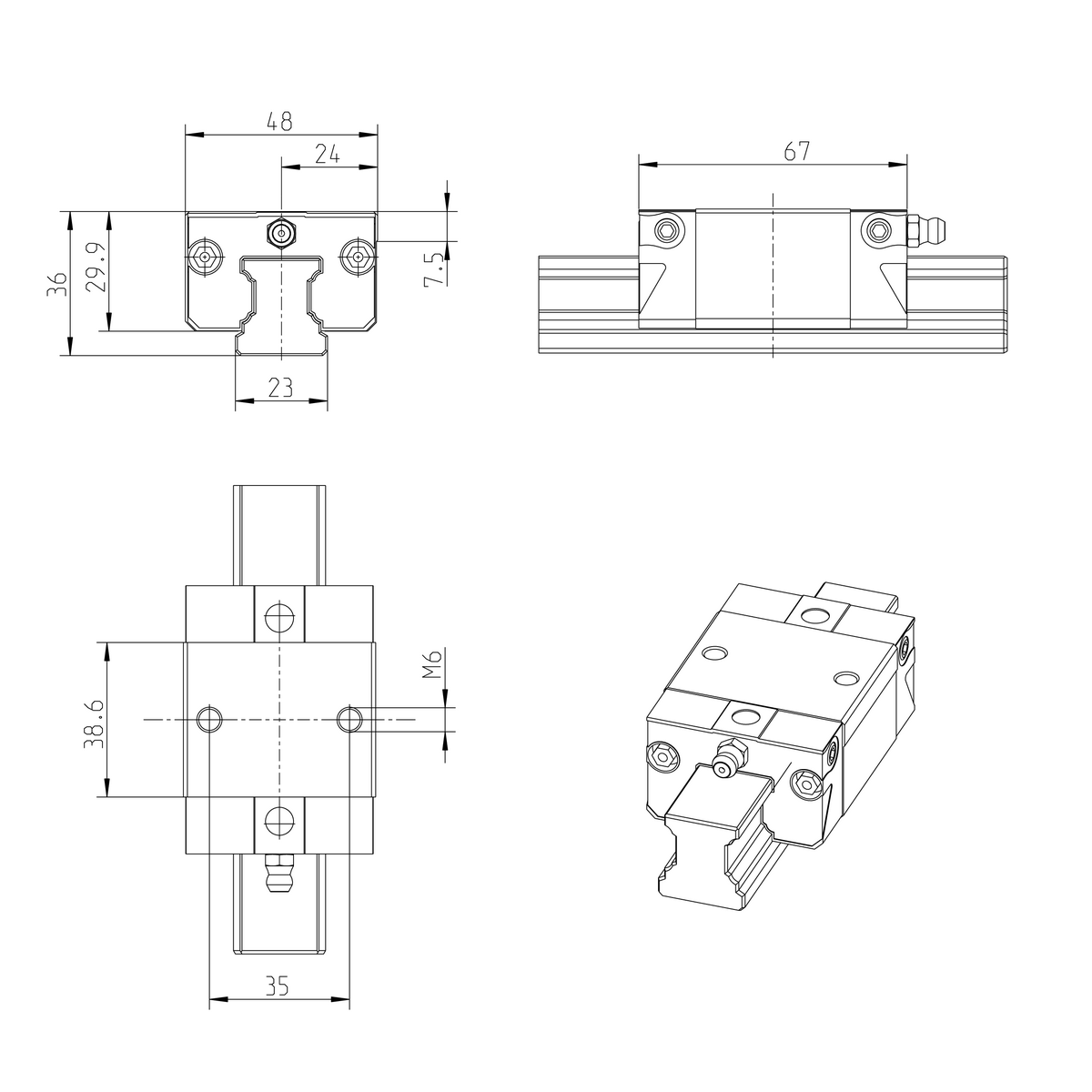 Саморегулирующаяся шариковая каретка из углеродистой стали Bosch Rexroth KWD-025-SKS-C1-H-1 [R166221320]