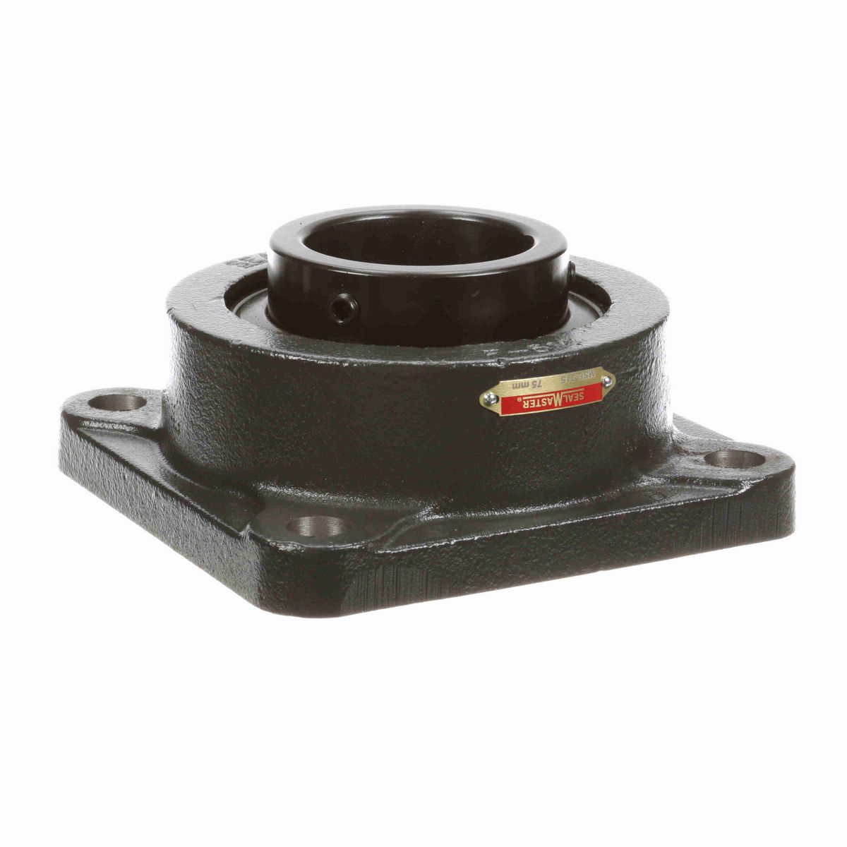 Sealmaster Mounted Cast Iron Four Bolt Flange Ball Bearing - 52100 Bearing Steel, Black Oxided - Setscrew Lock - MSF-315
