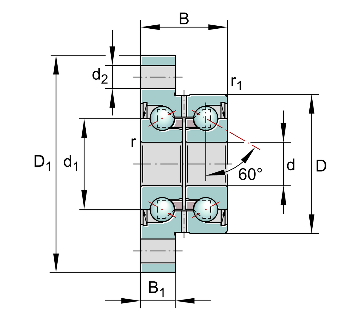 Упорно-радиальный шарикоподшипник INA ZKLFA0630-2Z