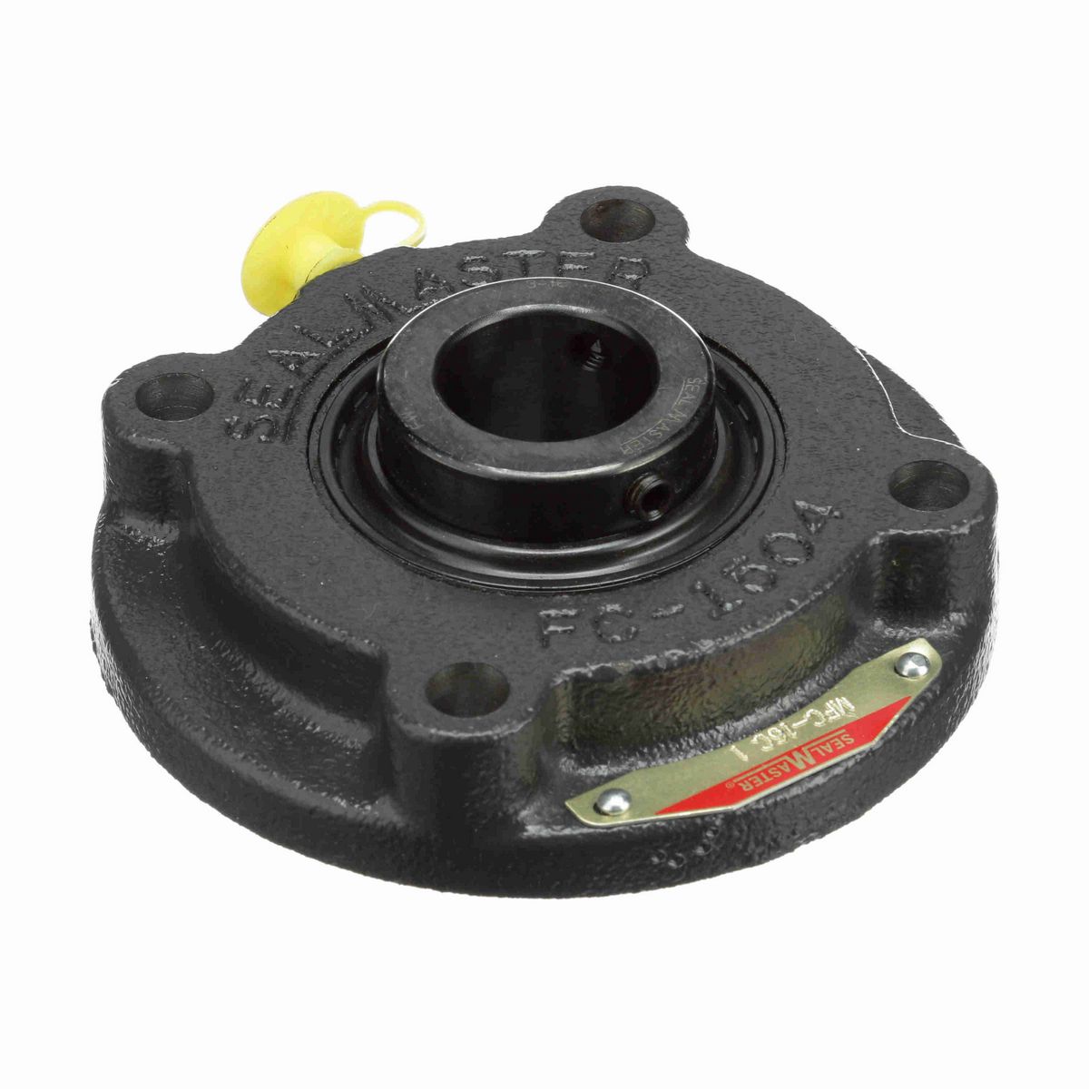 Sealmaster Mounted Cast Iron Flange Cartridge Ball Bearing - 52100 Bearing Steel, Black Oxided - Setscrew Lock - MFC-16C
