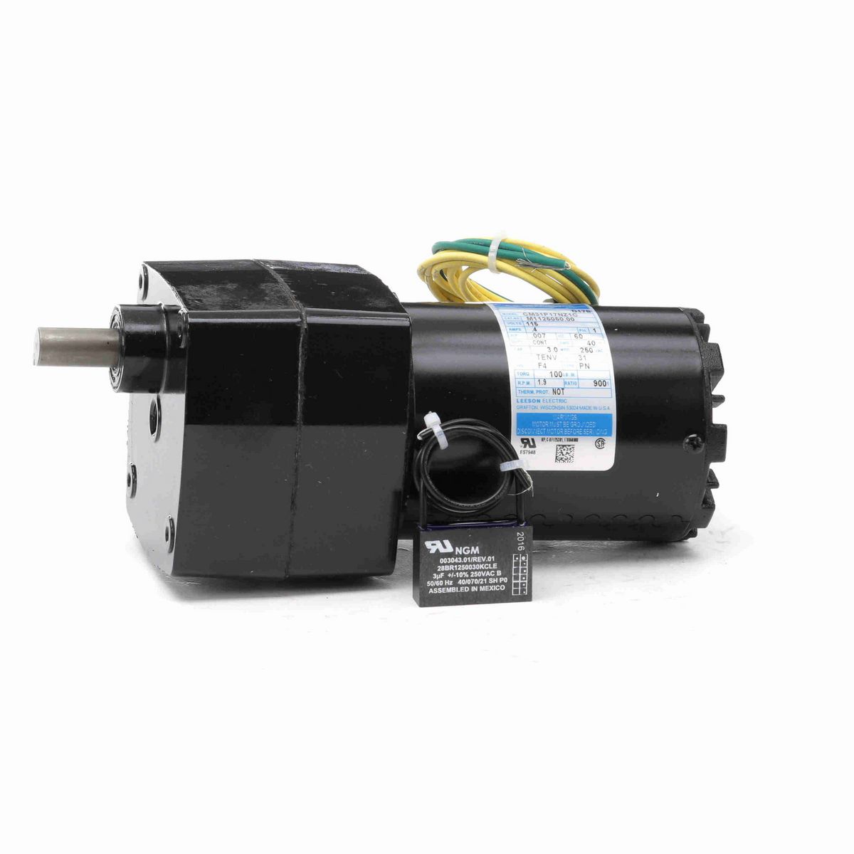 LEESON Parallel Shaft Gearmotor, 0.01 HP, 1 Ph, 60 Hz, 115 V, 2 RPM, 31 Frame, TENV - M1125050.00