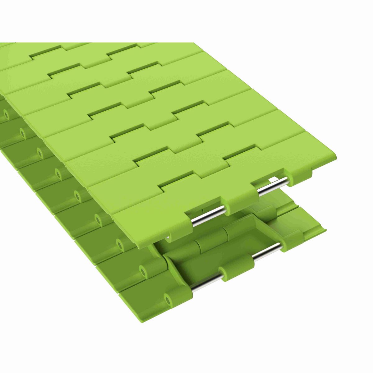 Rexnord 821 Straight Running Solid Top, Material: Bright Lime-Green Dry PET Low Friction, Width: 7.5in, Pitch: 1.5in - 10483795