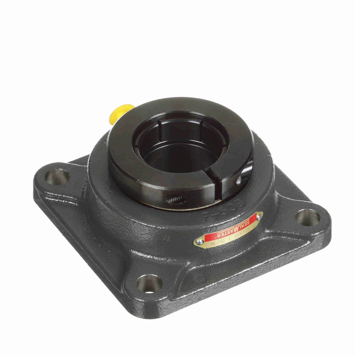 Sealmaster Mounted Cast Iron Four Bolt Flange Ball Bearing - 52100 Bearing Steel, Black Oxided - Concentric Lock - SF-31T