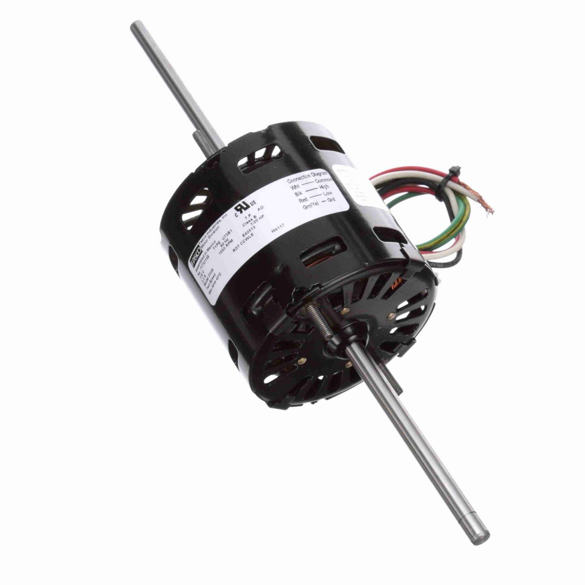 FASCO OEM Replacement Motor, 1/20 HP, 1 Ph, 60 Hz, 115 V, 1550 RPM, 2 Speed, 3.3" Diameter, OAO - D359