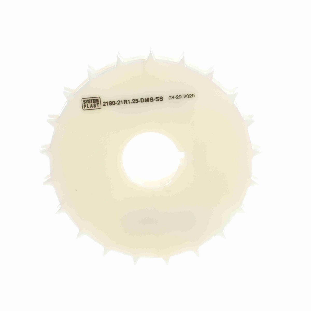 System Plast 2190 Series Split Machined Sprocket with 21 Teeth, a 1-1/4in Round Shaft-Ready Bore and Setscrew - 2190-21R1.25-DMS-SS