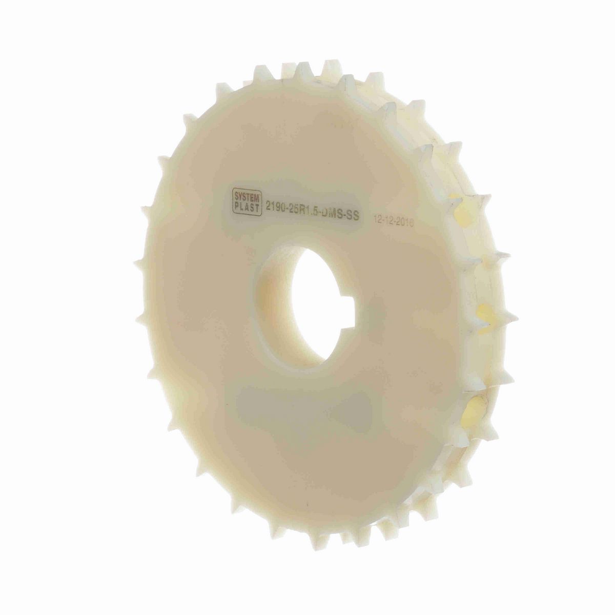 System Plast 2190 Series Split Machined Sprocket with 25 Teeth, a 1-1/2in Round Shaft-Ready Bore and Setscrew - 2190-25R1.5-DMS-SS