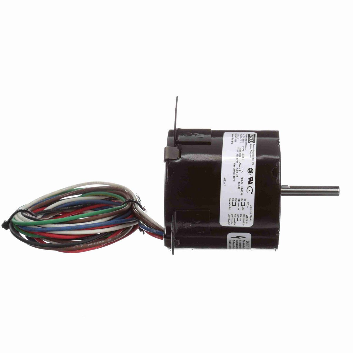 FASCO OEM Replacement Motor, 1/20 HP, 1 Ph, 60 Hz, 115/208-230 V, 1550/1350 RPM, 1 Speed, 3.3" Diameter, TEAO - D1189
