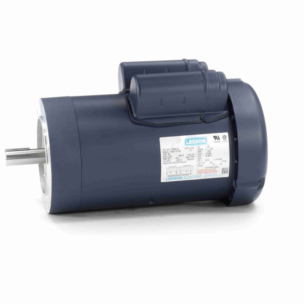 LEESON General Purpose Motor, 2 HP, 1 Ph, 60 Hz, 115/230 V, 1800 RPM, 145TC Frame, TEFC - 120060.00