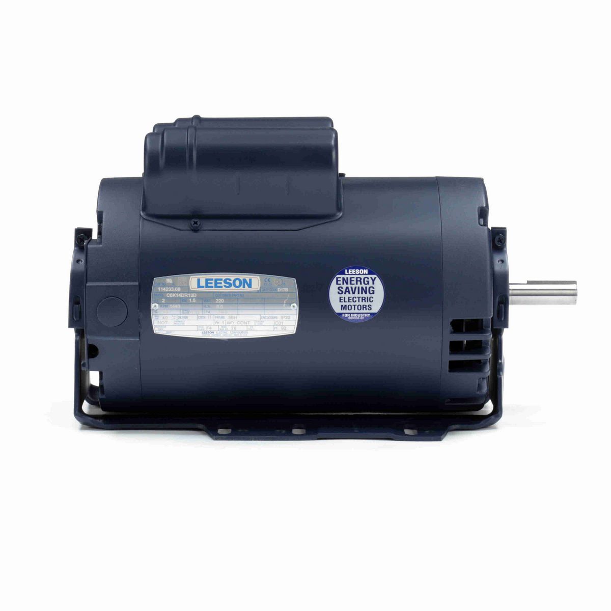 LEESON Special Voltage Motor, 2 HP, 1 Ph, 50 Hz, 220 V, 1500 RPM, 56H Frame, DP - 114233.00