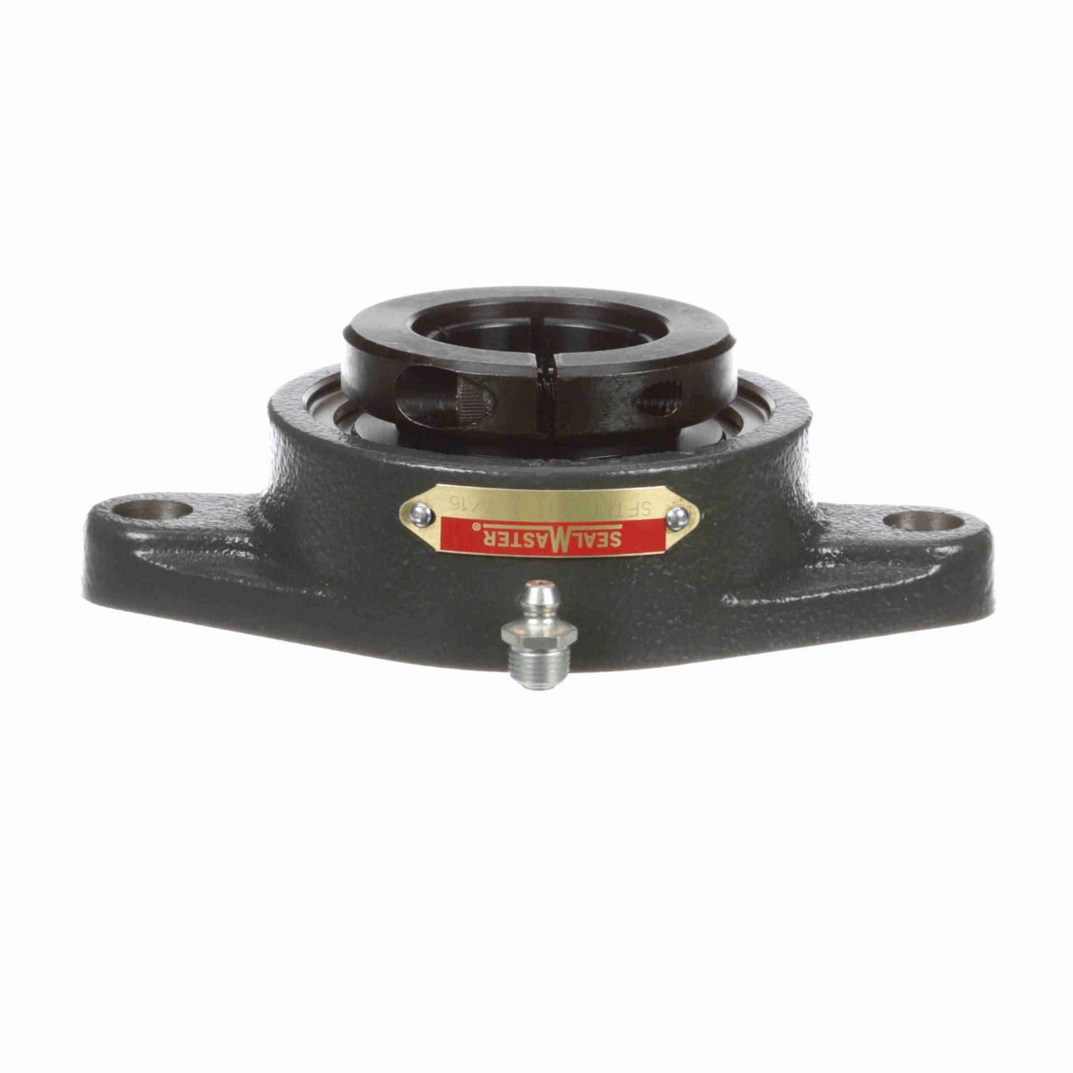 Sealmaster Mounted Cast Iron Two Bolt Flange Ball Bearing - 52100 Bearing Steel, Black Oxided - Concentric Lock - SFTMH-23T