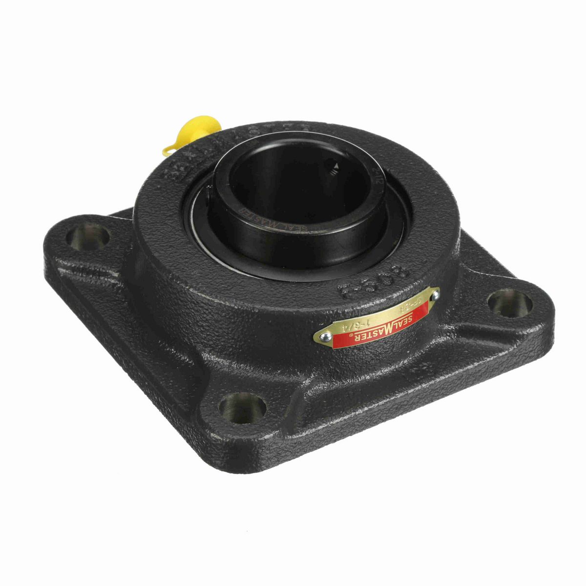 Sealmaster Mounted Cast Iron Four Bolt Flange Ball Bearing - 52100 Bearing Steel, Black Oxided - Setscrew Lock - SF-28