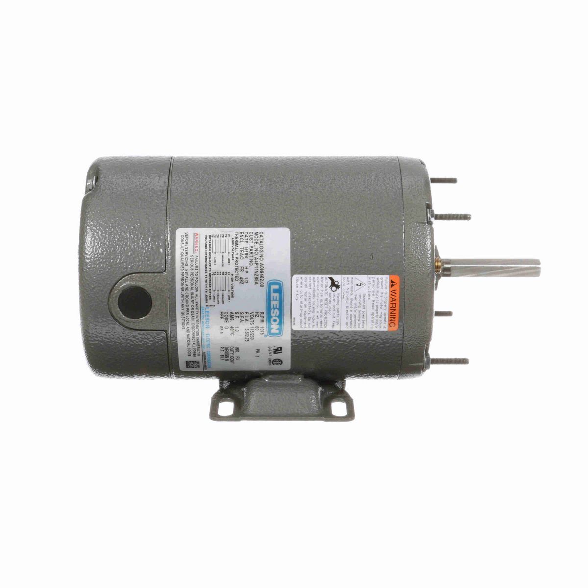 LEESON Agricultural Motor, 0.50 HP, 1 Ph, 60 Hz, 115/230 V, 1200 RPM, 48Z Frame, TEAO - A099462.00