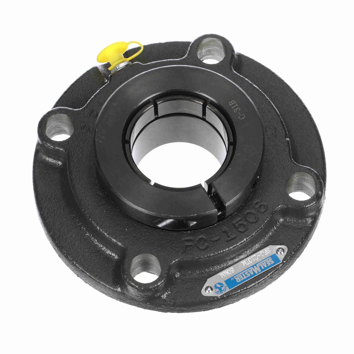 Sealmaster Mounted Cast Iron Flange Cartridge Ball Bearing - 52100 Bearing Steel, Black Oxided - Concentric Lock - SFC-210TM
