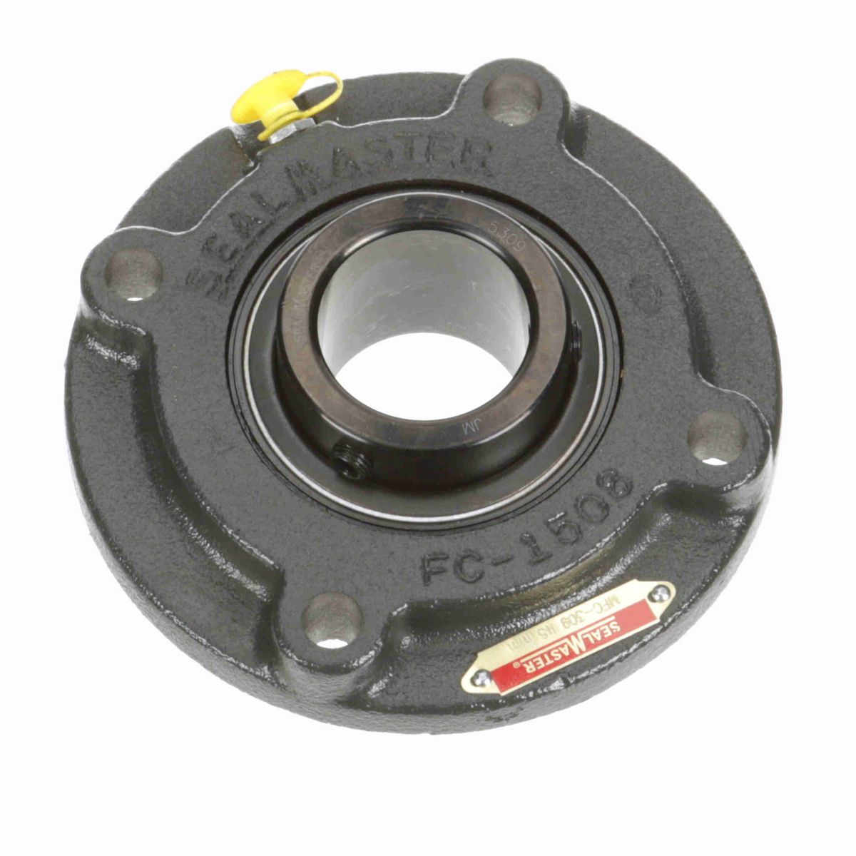 Sealmaster Mounted Cast Iron Flange Cartridge Ball Bearing - 52100 Bearing Steel, Black Oxided - Setscrew Lock - MFC-309
