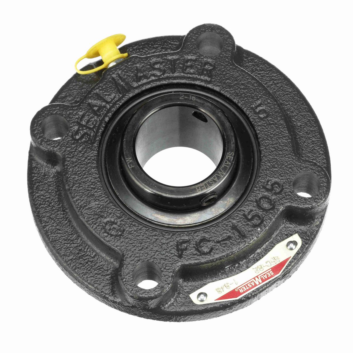 Sealmaster Mounted Cast Iron Flange Cartridge Ball Bearing - 52100 Bearing Steel, Black Oxided - Setscrew Lock - SFC-22