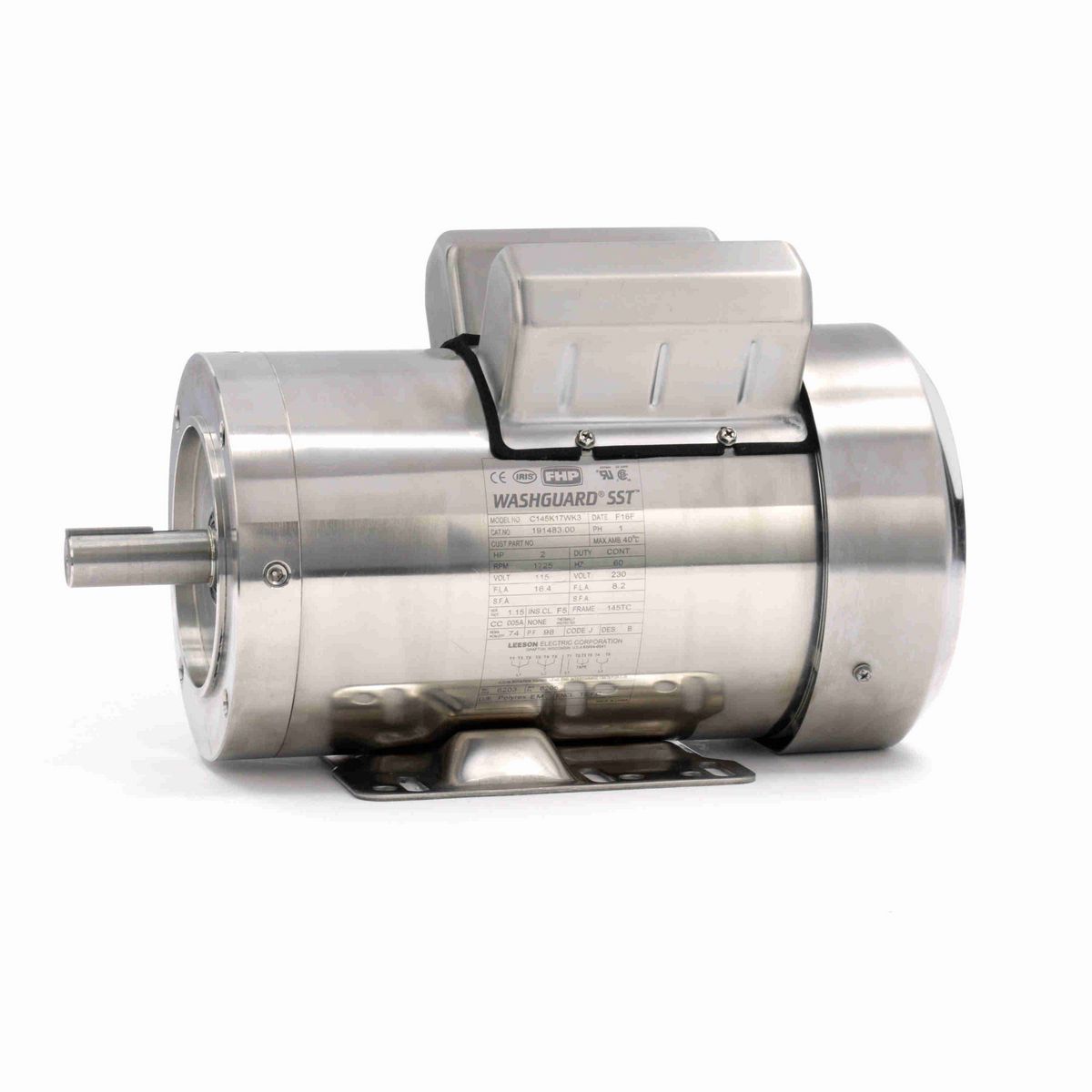 LEESON SST Duck™ General Purpose Motor, 2 HP, 1 Ph, 60 Hz, 115/230 V, 1800 RPM, 145TC Frame, TEFC - 191483.00
