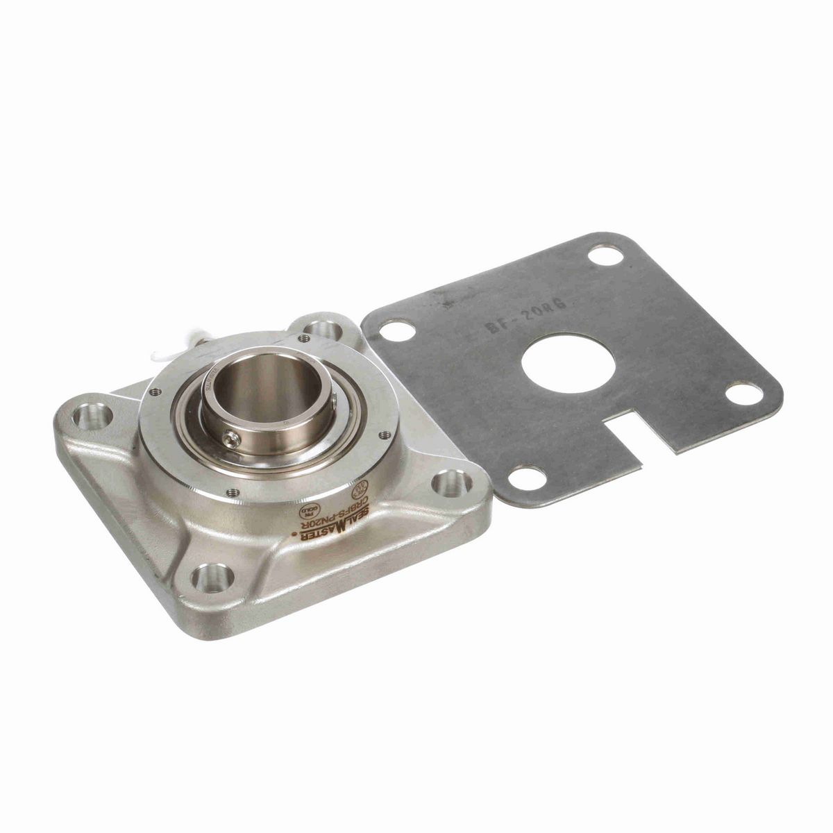 Sealmaster Mounted Stainless Steel Four Bolt Flange Ball Bearing - 52100 Bearing Steel, Phosphorus Nickel Coated - Setscrew Lock - Corrosion Resistant - CRBFS-PN20R