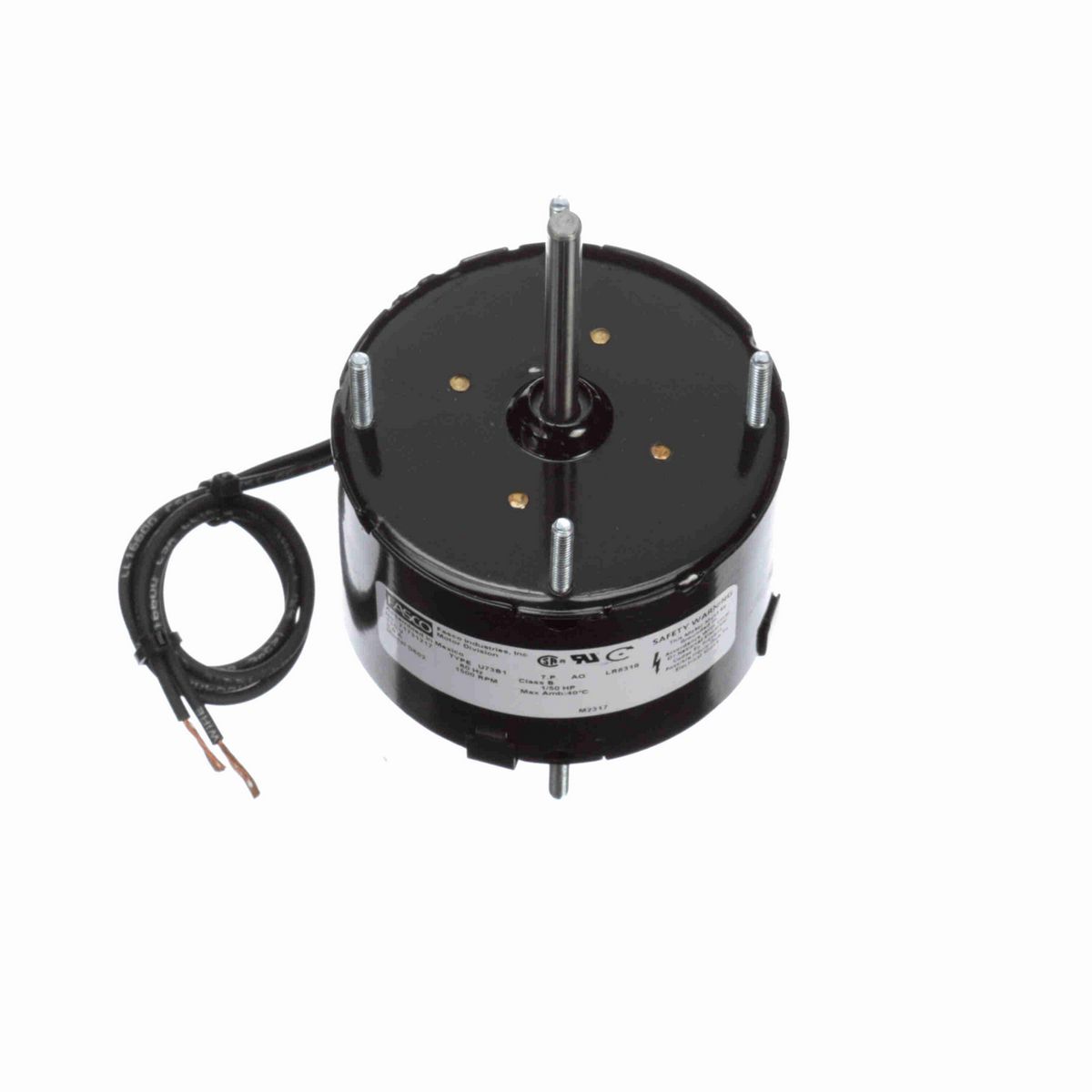 FASCO Fan and Blower Motor, 1/50 HP, 1 Ph, 60 Hz, 115 V, 1500 RPM, 1 Speed, 3.3" Diameter, TEAO - D602