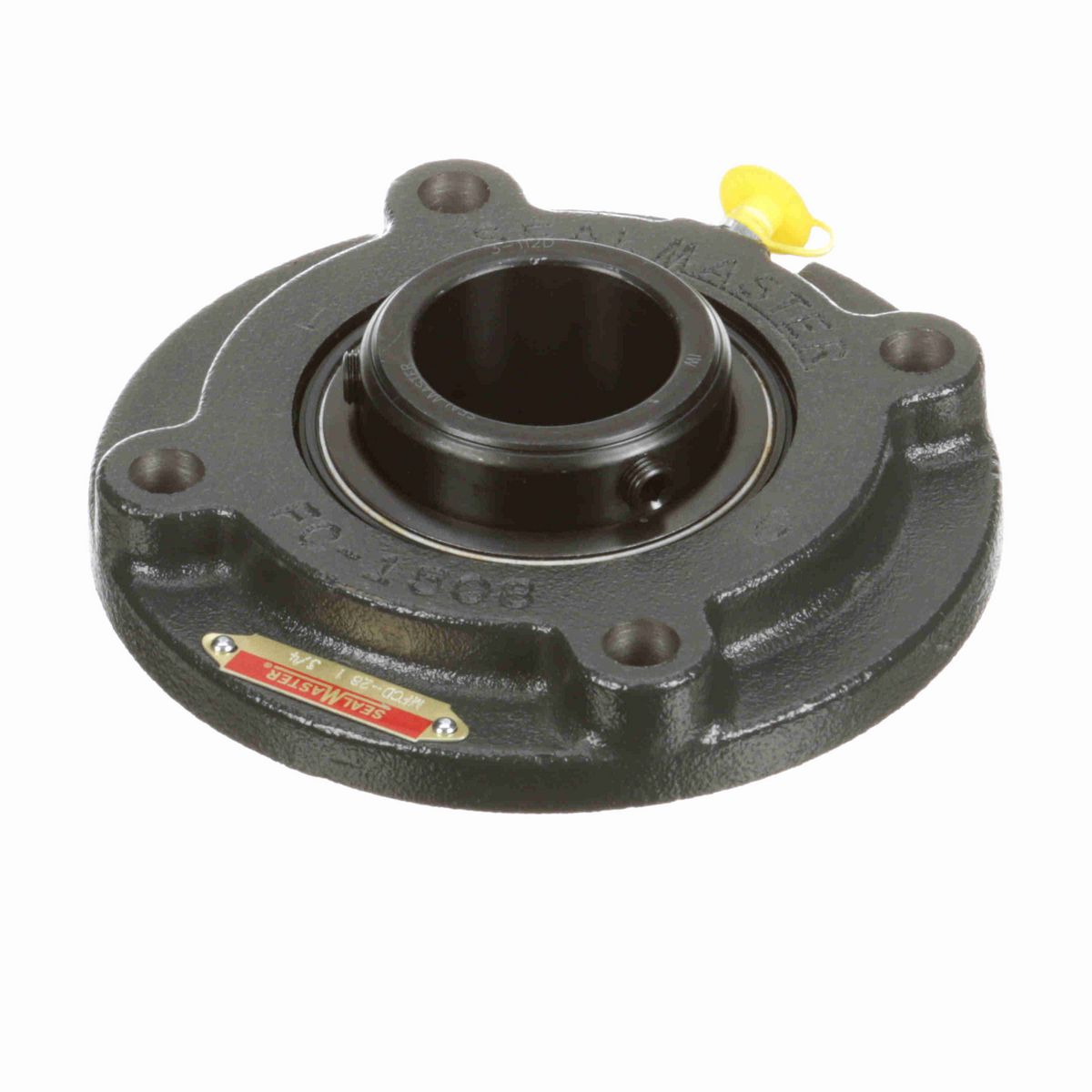 Sealmaster Mounted Cast Iron Flange Cartridge Ball Bearing - 52100 Bearing Steel, Black Oxided - Double Setscrew Lock - MFCD-28