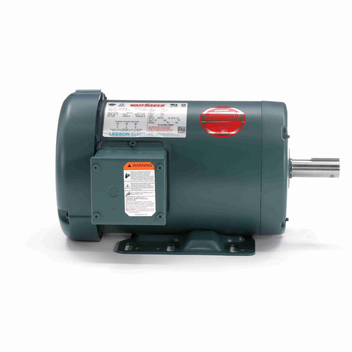 LEESON Special Voltage Motor, 1 HP, 3 Ph, 60 Hz, 575 V, 1200 RPM, 145T Frame, TEFC - 121938.00