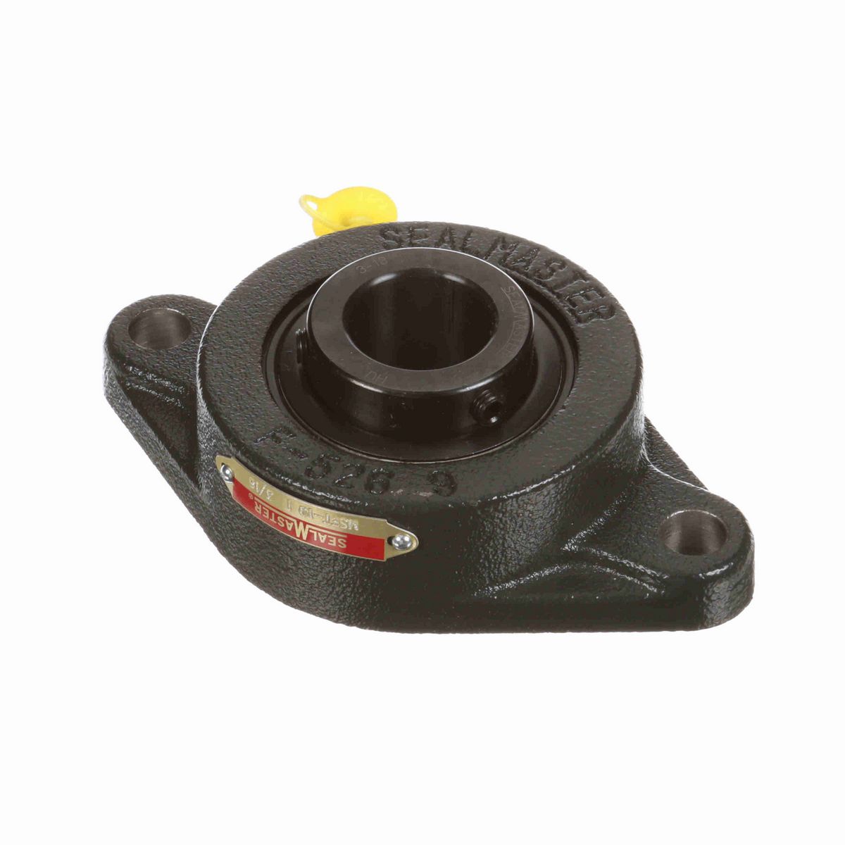 Sealmaster Mounted Cast Iron Two Bolt Flange Ball Bearing - 52100 Bearing Steel, Black Oxided - Setscrew Lock - MSFT-19