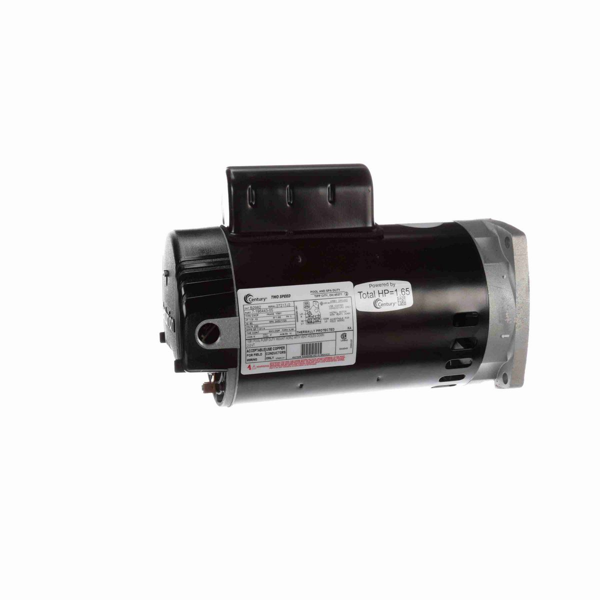 Century Pool Pump Motor, 1.0/ .12 HP, 1 Ph, 60 Hz, 230 V, 3600 RPM, Y56Y Frame, ODP - B2982