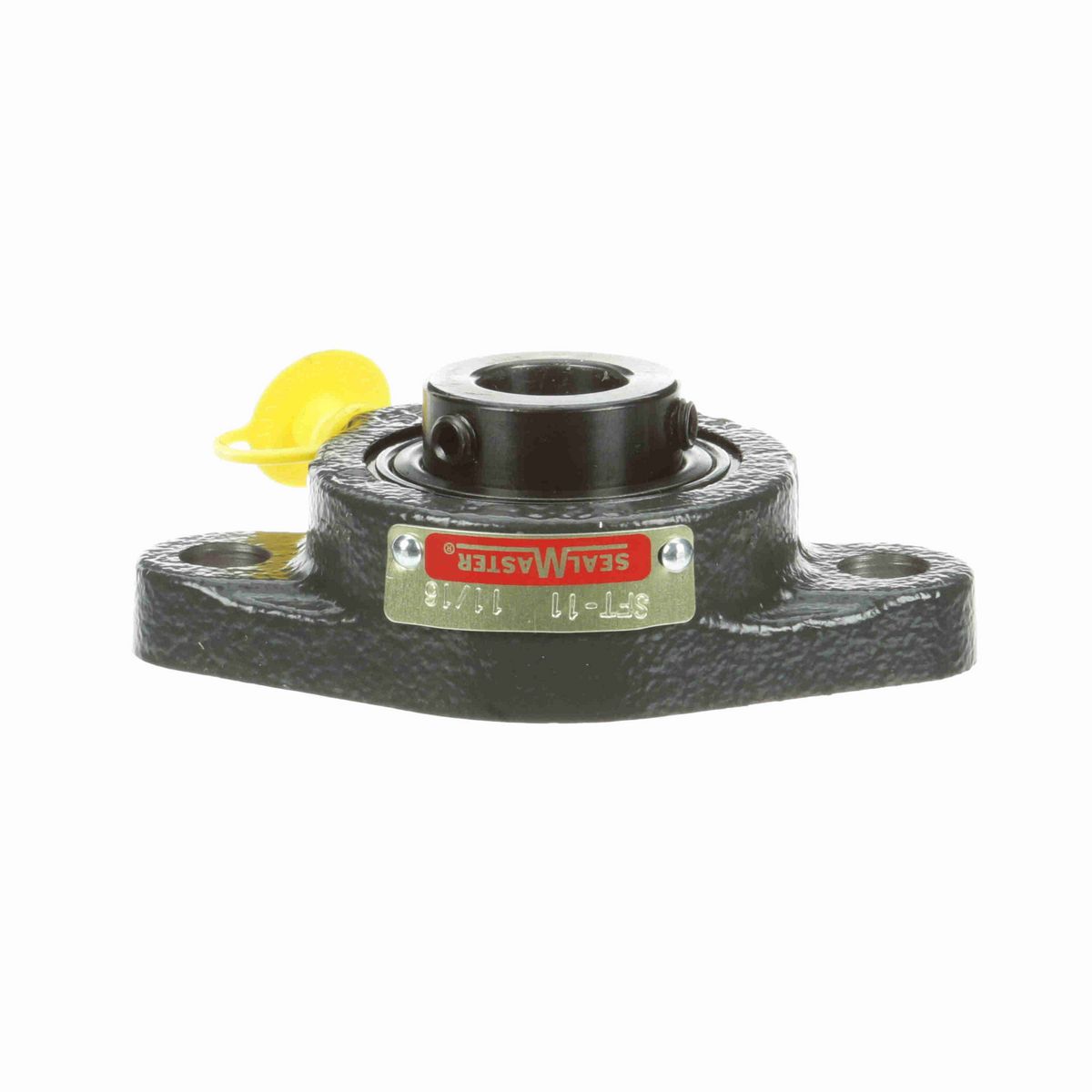 Sealmaster Mounted Cast Iron Two Bolt Flange Ball Bearing - 52100 Bearing Steel, Black Oxided - Setscrew Lock - SFT-11
