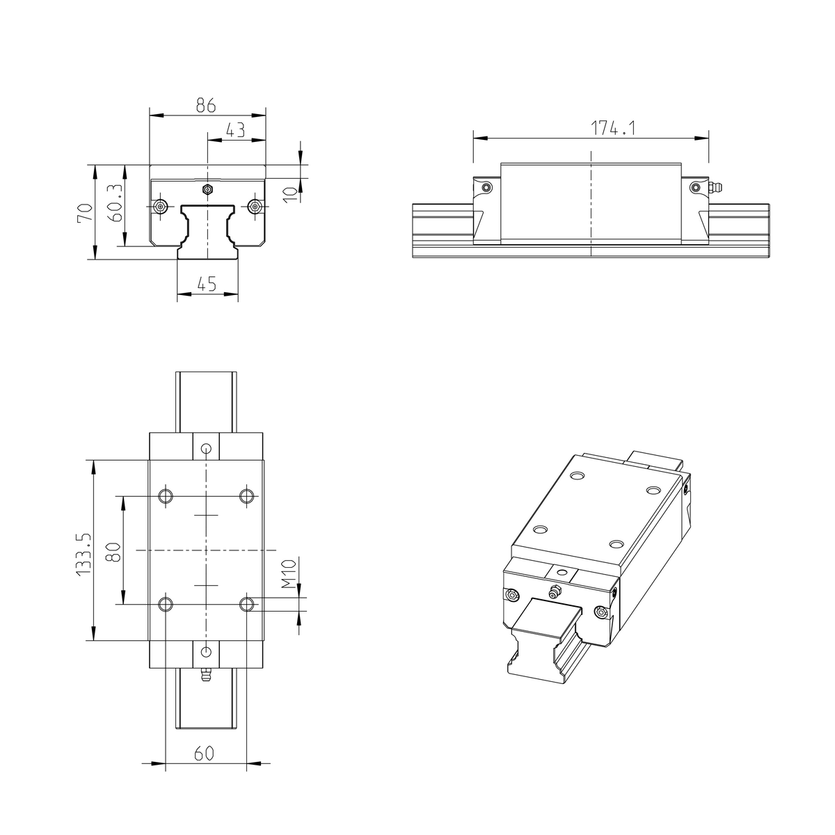 Шариковая каретка устойчивая к коррозии с покрытием Resist CR Bosch Rexroth KWD-045-SLH-C0-H-1 [R162449370]