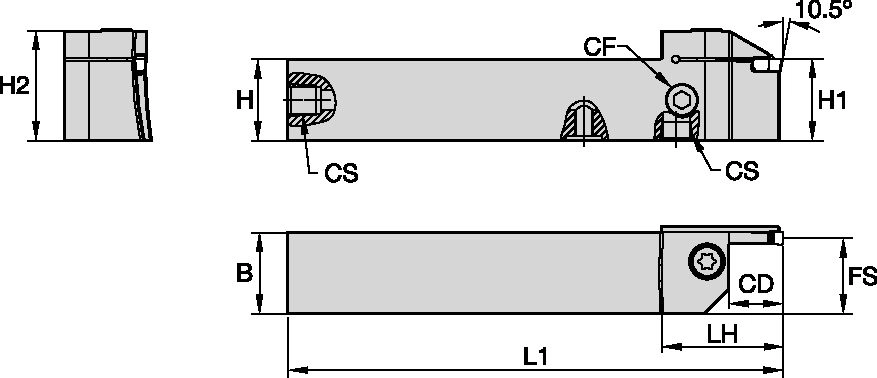 Grooving, and Cut-Off - Square Shank - External Sweep B Kennametal Beyond Evolution - Integral Toolholder - Face Grooving - External - Through Coolant - Metric [6124606]