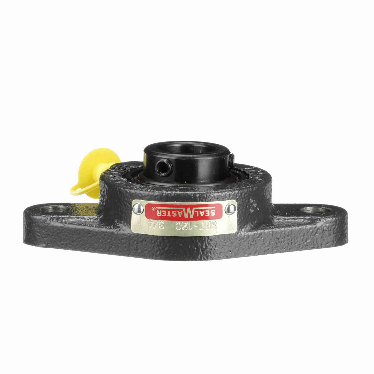 Sealmaster Mounted Cast Iron Two Bolt Flange Ball Bearing - 52100 Bearing Steel, Black Oxided - Setscrew Lock - SFT-12C