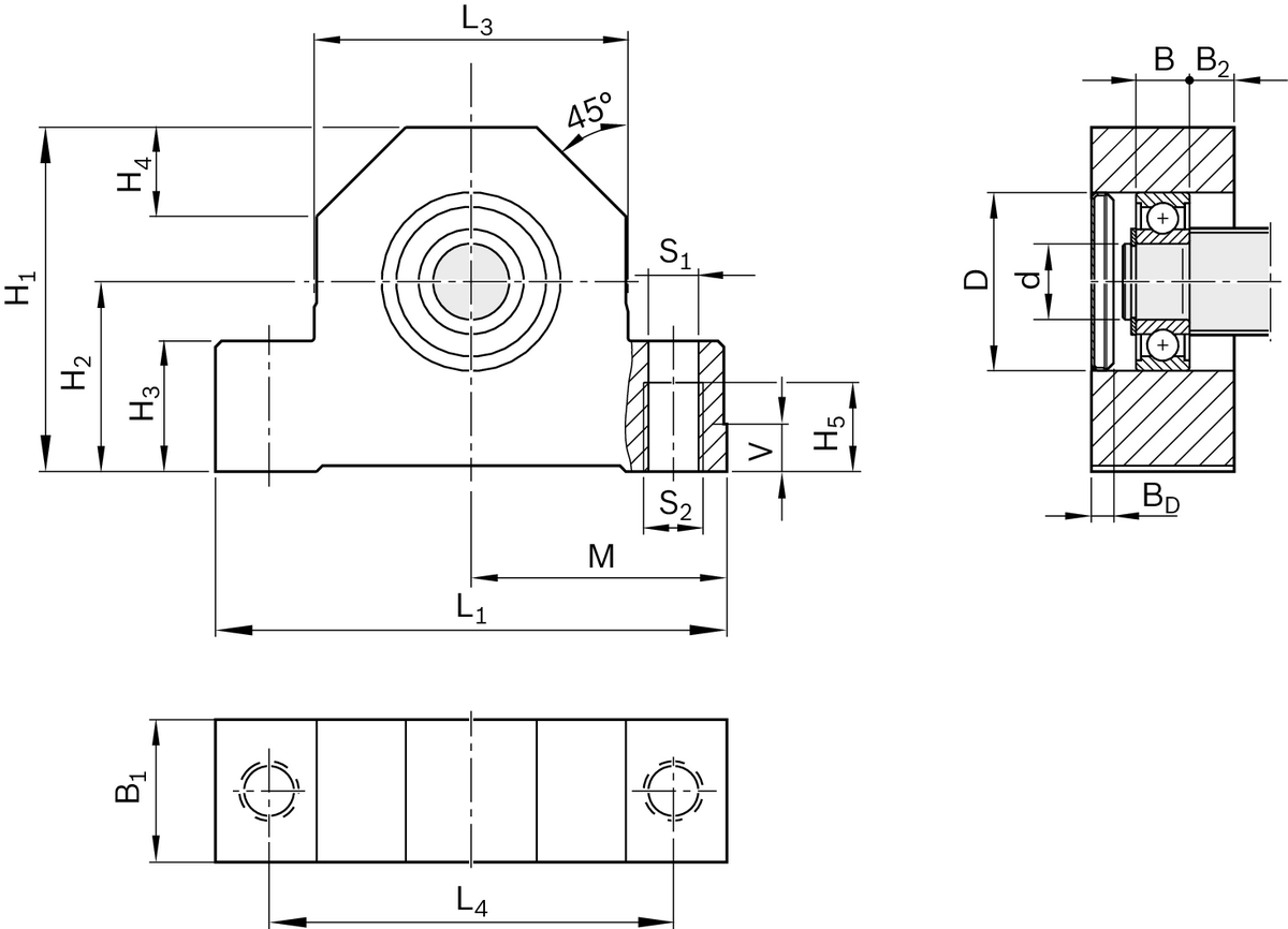 Блок опорного подшипника Bosch Rexroth SEB-L-S 12 [R159161220]