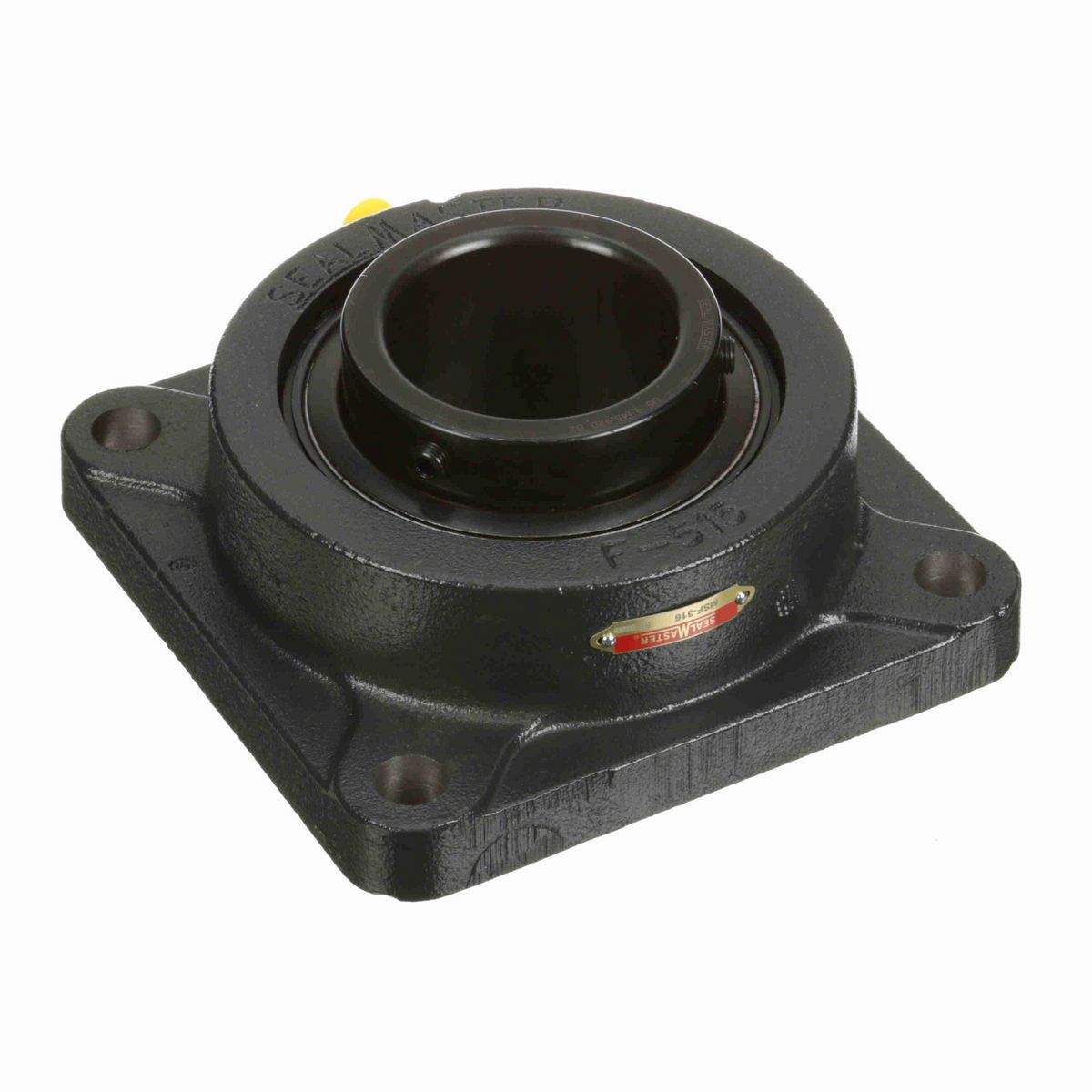 Sealmaster Mounted Cast Iron Four Bolt Flange Ball Bearing - 52100 Bearing Steel, Black Oxided - Setscrew Lock - MSF-316