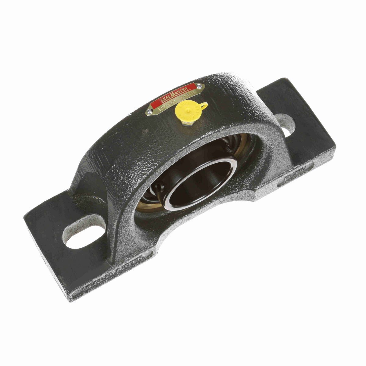 Sealmaster Mounted Cast Iron Two Bolt Pillow Block Ball Bearing - 52100 Bearing Steel, Black Oxided - Setscrew Lock - EMP-35C