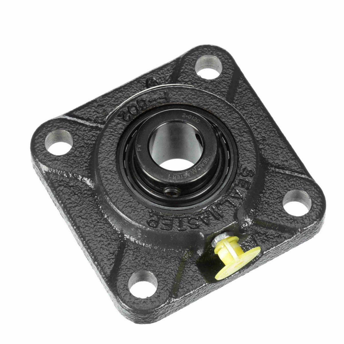 Sealmaster Mounted Cast Iron Four Bolt Flange Ball Bearing - 52100 Bearing Steel, Black Oxided - Setscrew Lock - SF-12C