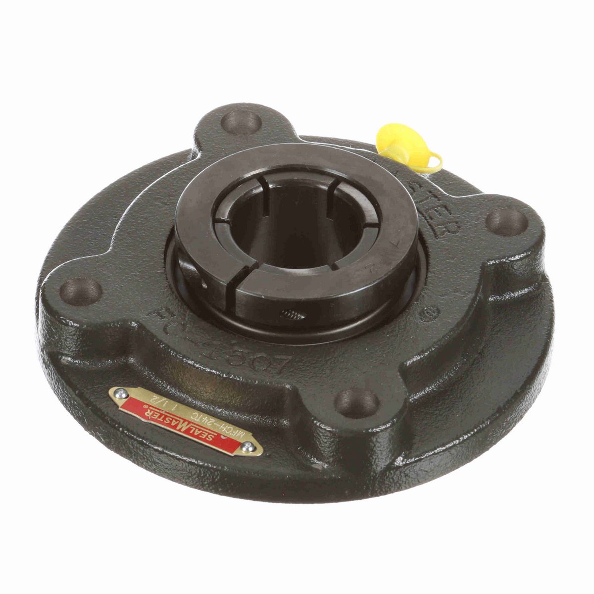 Sealmaster Mounted Cast Iron Flange Cartridge Ball Bearing - 52100 Bearing Steel, Black Oxided - Concentric Lock - MFCH-24TC