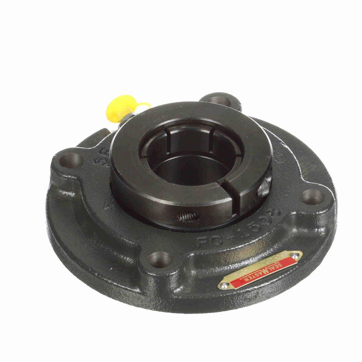 Sealmaster Mounted Cast Iron Flange Cartridge Ball Bearing - 52100 Bearing Steel, Black Oxided - Concentric Lock - MFC-28TC