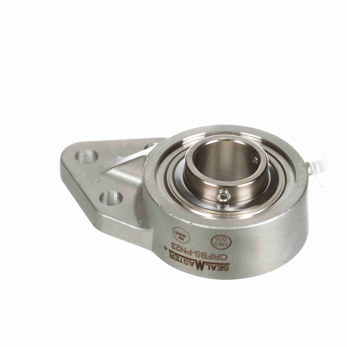 Sealmaster Mounted Stainless Steel Three Bolt Flange Bracket Ball Bearing - 52100 Bearing Steel, Phosphorus Nickel Coated - Setscrew Lock - Corrosion Resistant - CRFBS-PN23