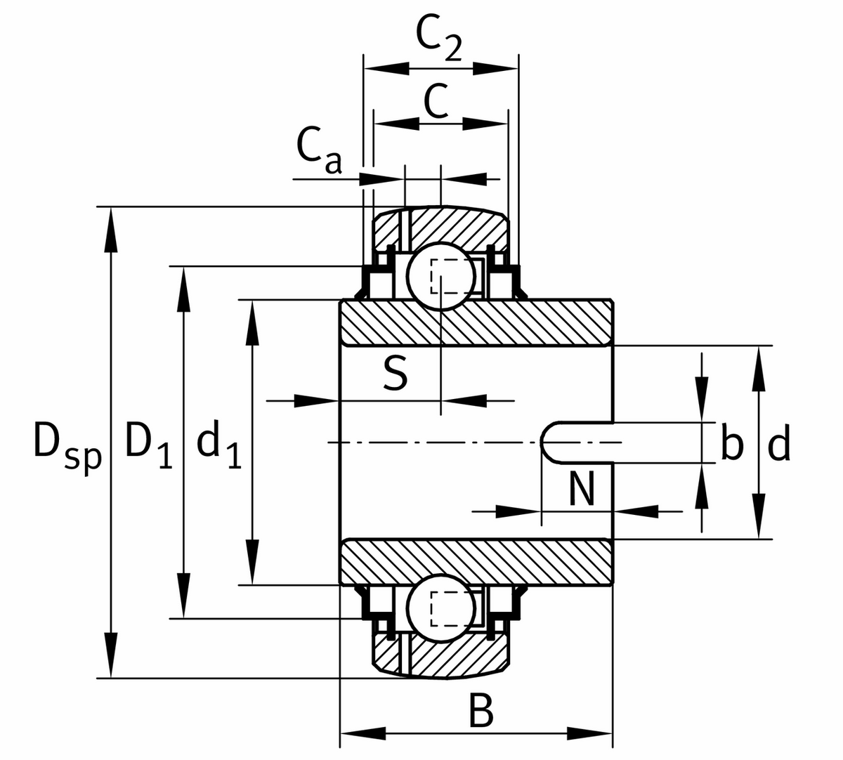 Радиальный закрепляемый шарикоподшипник INA GLE70-XL-KRR-B (GLE70-KRR-B)
